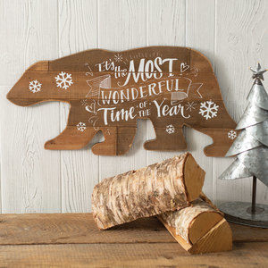 Wonderful Time Of The Year Bear Sign 26''W x ¼''D x 11''H